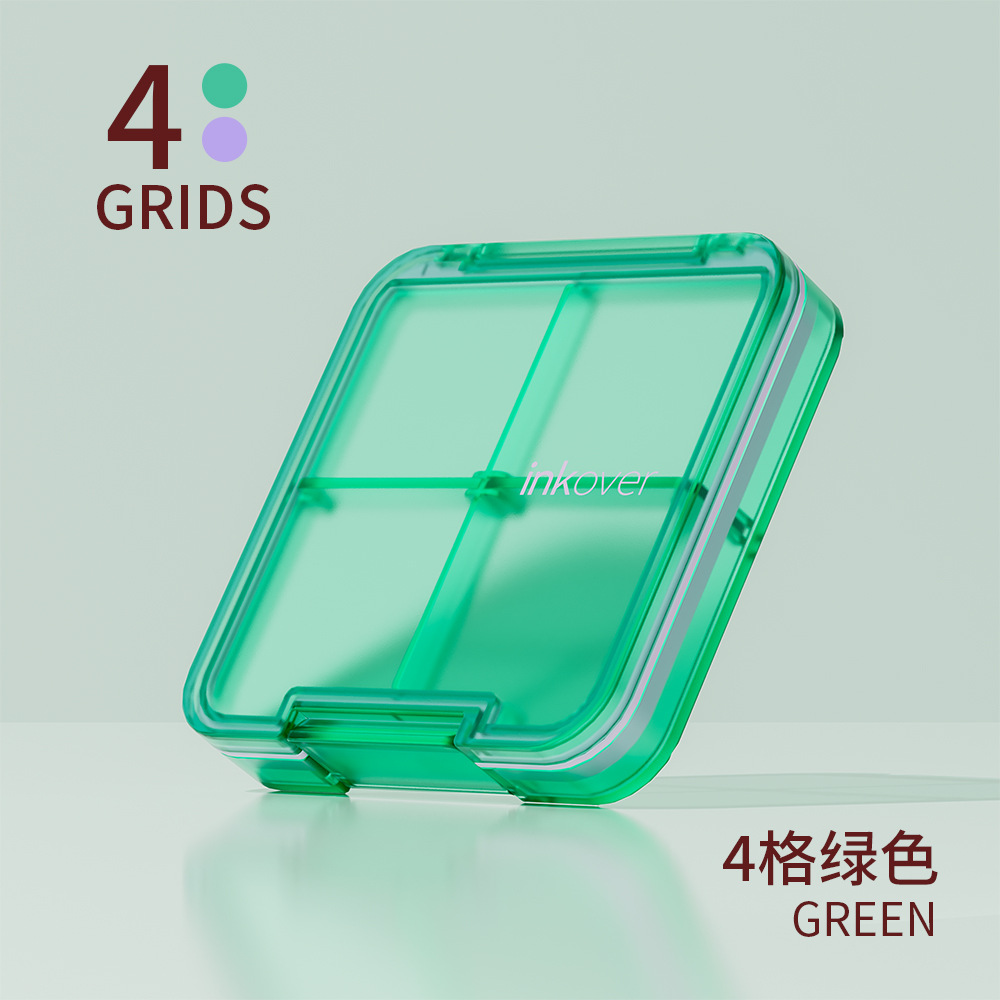 Four-compartment pill box-green