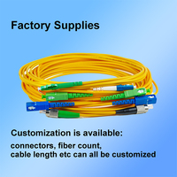 FTTH kabel Jumper serat optik, kabel Jumper serat optik Mode tunggal 9/125 Simplex 3.0mm SC APC ke FC UPC