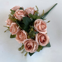 Bouquet de 9 têtes de roses artificielles en soie pour la décoration DIY de la maison, des mariages et des fêtes