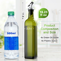 Bouteille en verre carrée vide de couleur vert foncé pour huile d'olive de qualité alimentaire, 250 ml, 500 ml, 750 ml, 1000 ml