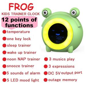 Сменные Мультицветные светодиодные лампы с эмоциями, Музыкальный детский будильник с естественным звуком для сна и сна, фитнес-трекер с лягушкой, будильник - Product Image 2
