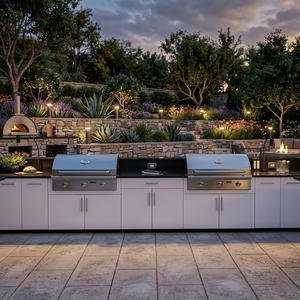 Meilleures ventes : Meuble de cuisine extérieur <span class=keywords><strong>pour</strong></span> villa <span class=keywords><strong>en</strong></span> acier inoxydable SS304, facile à <span class=keywords><strong>nettoyer</strong></span> et hygiénique, îlot de cuisine extérieur avec barbecue intégré - Product Image 1