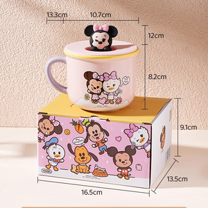 Mickey Minnie Tsum Tsum Ceramic <strong>Mug</strong> with 3D Silicone Lid Cute Cartoon Coffee Cup with Gift Box for Kids Milk Cup - Product Image 6