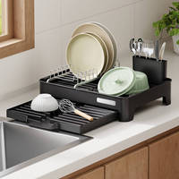 Égouttoir à vaisselle réglable en aluminium WIREKING, 100 % antirouille, à un seul niveau, pour petites et grandes cuisines