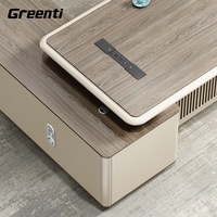 Ensemble de mobilier de bureau ergonomique moderne et luxueux en bois, comprenant un bureau de direction, une chaise et un classeur personnalisable, facile à assembler