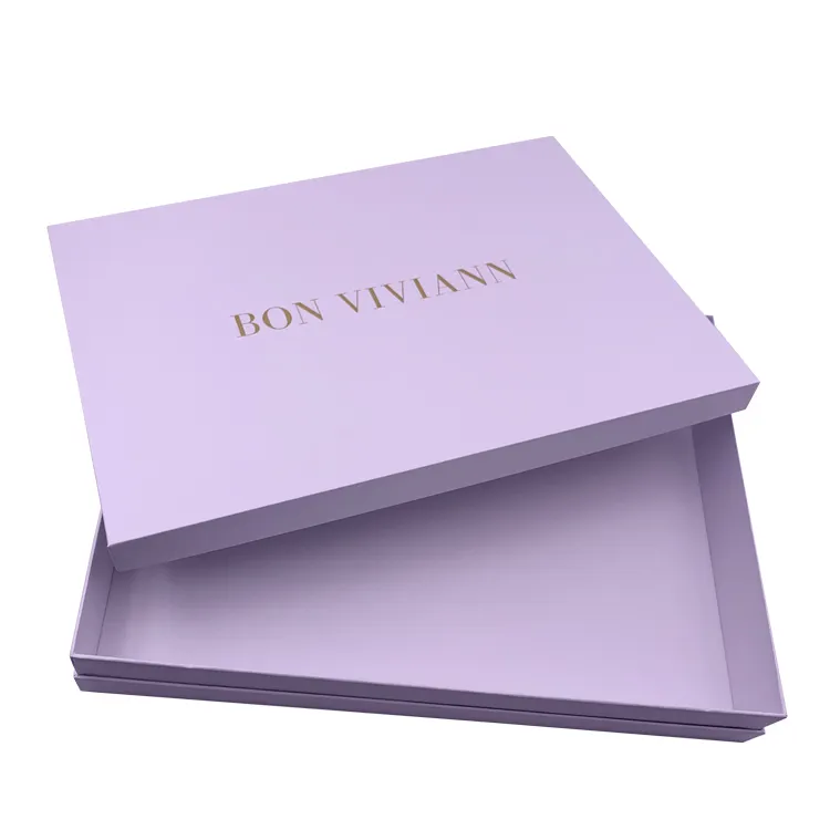Caixa de papelão rígido personalizado, luxuoso, com embalagem para roupas, caixa de presente de parte superior e fundo para mulheres, duas peças de caixa de papel