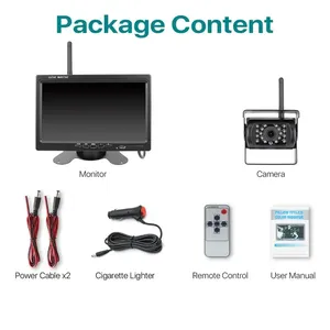 12V-24V sans fil 7 "moniteur de voiture sauvegarde vue arrière emballage caméra étanche pour camions Bus RV remorque pelle 2.4G WiFi - Product Image 6