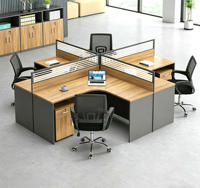 Bureau de travail moderne de haute qualité, table de séparation simple pour quatre personnes, bureau d'ordinateur en forme de L et chaise