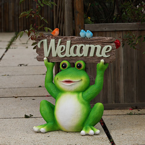 Décor de <span class=keywords><strong>jardin</strong></span> en résine personnalisable avec <span class=keywords><strong>des</strong></span> statues de lapin et de grenouille, panneaux d'accueil pour l'extérieur de la cour/du <span class=keywords><strong>jardin</strong></span>, cadeaux chaleureux - Product Image 3