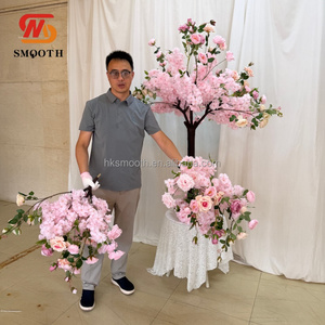 ต้นเชอร์รี่ประดิษฐ์สีชมพูเนื้อผ้าไหมเทียมสำหรับตกแต่งงานแต่งงาน ต้นกุหลาบเชอร์รี่ประดิษฐ์สำหรับงานแต่งงาน - Product Image 3