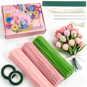 Premium DIY Educational Craft Kit <b>Soft</b> Velvet Fuzzy <b>Wire</b> Material For Art Projects And Colorful Fuzzy <b>Wire</b> Decorative Flowers - Product Image 1