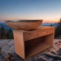 Nouvelle conception 3 en 1, plaque de cuisson plate multifonctionnelle en acier corten pour jardin, au feu de bois