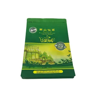 Custom Food Packaging Matte Laminating Pouches Zipper Stand Up Flat Bottom Recyclable Pouches Tea Package Bag