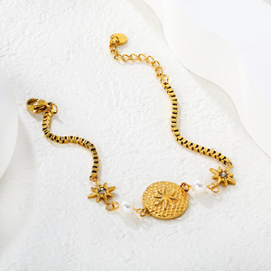 Pulsera de Estrella Geométrica de Moda, Chapada en Oro de 18k, Acero Inoxidable, Joyería para Mujer, Diseño de Cadena, Accesorio Elegante - Product Image 2