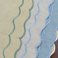 Napperons rectangulaires en mélange de lin brodés, serviettes à bords ondulés, sets de table en tissu pour mariage, fête, anniversaire, décoration de table d'hôtel