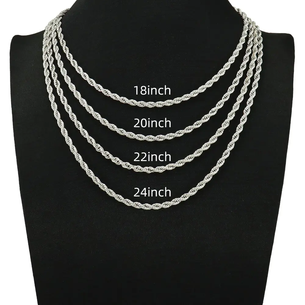 New Fashion Stainless Steel Twist Necklace Unisex All Sizes Silver Gold Black Color Stainless Steel Twist Necklaces