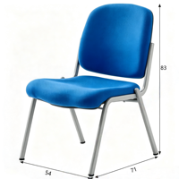 Chaise de conférence ergonomique moderne rembourrée en tissu avec dossier solide et base métallique pour bureau, école et réunions