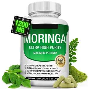 Capsules de protéines végétales naturelles à base de feuilles de Moringa, végétariennes, pour renforcer l'immunité, capsules de poudre de Moringa pour lutter contre les radicaux libres - Product Image 1
