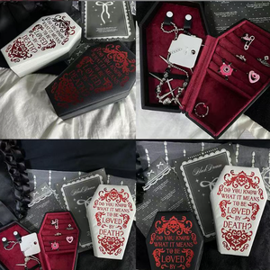 Gothic Style Coffin-shaped Leather Velvet Jewelry Box Ring Jewelry Box Travel Velvet Jewelry <b>Display</b> Box Elegant Packaging Box - Product Image 2