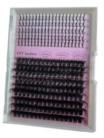 Cils individuels DIY 100D 9-16mm en grappe naturelle, bande ultra-fine, longs, volumineux et épais, faux cils à segments mixtes