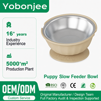 Gamelle personnalisée en silicone écologique moderne et facile à transporter pour animaux de compagnie, gamelle anti-déversement en acier inoxydable pour chiots et chats, gamelle à léchage pour chiens et chats
