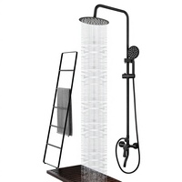 Robinet de douche monocommande contemporain noir cuivre pour salle de bain, en laiton avec cartouche céramique, jet pluie, idéal pour appartements
