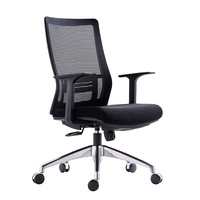 Chaise de bureau de direction ergonomique en tissu mesh noir avec accoudoirs, fonction de levage, rotation pivotante, design minimaliste