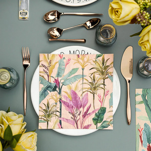 Exclusieve Bloemen Elementen Combinatie Serie Plant Bloemenprint Ins Stijl Wegwerp Vierkante Servet 33x33cm Picknick - Product Image 1