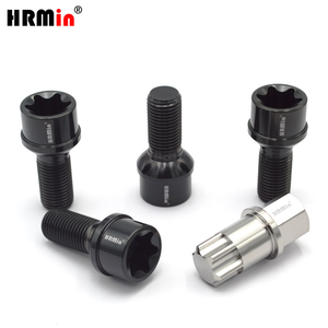 HRMin alta calidad Gr5 <span class=keywords><strong>tornillo</strong></span> de titanio M14 * 1,5*28mm asiento de Bola negra <span class=keywords><strong>antirrobo</strong></span> perno de rueda de coche perno de titanio para mercedes-benz - Product Image 2
