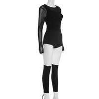 Ensemble quatre pièces sexy : débardeur uni, haut en maille à manches longues, short moulant et ensemble cuissard