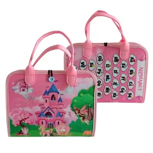 Tableros de Actividades Montessori de Fieltro para Niños Pequeños, <span class=keywords><strong>Libros</strong></span> de Actividades con Alfabeto de Castillo Rosa para Viajes - Product Image 1