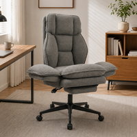 Chaise de bureau exécutive en polaire Teddy, assise large, gris, pour position assise croisée, adaptée aux animaux de compagnie, pour coiffeuse, vente en gros