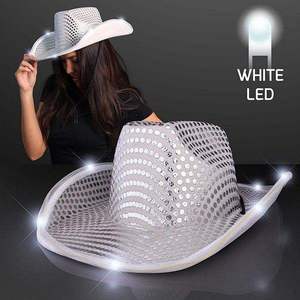Chapeau de cowboy rouge à paillettes argentées LED style unisexe, idéal pour filles et garçons, décoration de Noël, fournitures pour fêtes <span class=keywords><strong>en</strong></span> club, cadeaux de <span class=keywords><strong>vacances</strong></span> - Product Image 3