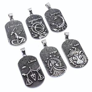 Colliers pour hommes avec signe astrologique 3D des 12 zodiaques, pendentif au design unique de horoscope - Product Image 2