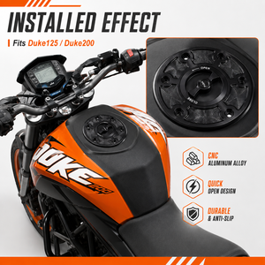 Bouchon de réservoir de carburant à dégagement rapide en alliage d'aluminium CNC pour moto de course <span class=keywords><strong>KTM</strong></span> Duke <span class=keywords><strong>125</strong></span> 200 <span class=keywords><strong>RC</strong></span> <span class=keywords><strong>125</strong></span> 200 390 - Product Image 5