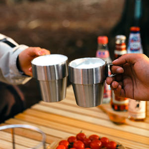 Ensemble de tasses en acier inoxydable 304, 4 pièces, tasse portable à double paroi isolée pour le camping en plein air et le barbecue - Product Image 5