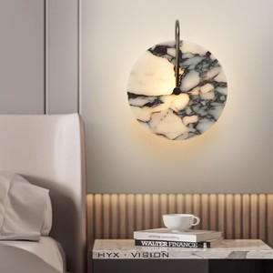 Lámpara de pared Wabi Journey, mármol natural, luz ambiental minimalista vintage para dormitorio, balcón, escalera - Product Image 4