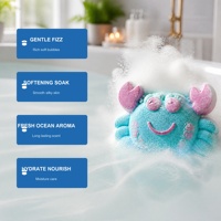Bombe de bain effervescente en forme de crabe marin OEM ODM 70g, étiquette privée personnalisée, hydratante, adoucissante, coffret cadeau spa