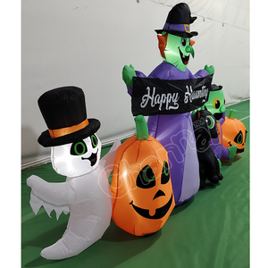 Bannière d'Halloween en feutre gonflable avec <span class=keywords><strong>citrouille</strong></span> et fantôme blanc, combinaison de bannières de sorcières d'Halloween pour décoration de jardin - Product Image 3