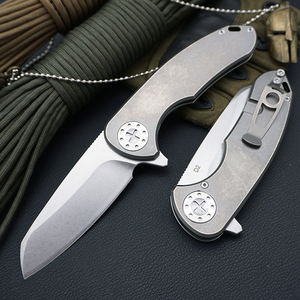 Cuchillo de bolsillo de hoja D2 de alta calidad, cuchillo plegable con mango de aleación de titanio TC4 - Product Image 2