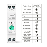 Interruptor de Circuito Inteligente DIY GO Mini de Plástico Zigbee/WiFi 63A 1P+N con Medidor de Energía, Medición de KWh, Relé Temporizador y Control TUYA
