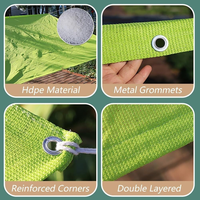 Grande toile d'ombrage verte avec œillets métalliques |   Protection solaire anti-UV à 95 %, filet pour patio, jardin, cour, piscine