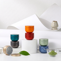 Vente en gros de boîtes rondes en étain personnalisées avec logo, avec couvercle intérieur, pour l'emballage de 25 g de thé vert matcha, de café, de poudre de cacao