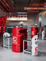 Set Meja dan Kursi Bar Kombinasi Logam Industrial untuk Kafe/Barbeque Outdoor Kreatif, Dapat Disesuaikan, untuk Komersial