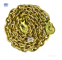 Cadena de Amarre G70 de 3/8 Pulgadas x 20 Pies con Ganchos de Sujeción, Cadena de Remolque de Alta Resistencia para Carga Segura