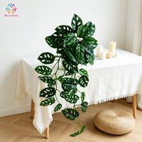 Tanaman Gantung Monstera Adansonii Buatan 90cm, Tanaman Swiss Cheese Palsu untuk Dekorasi Dinding Rumah Dalam Ruangan