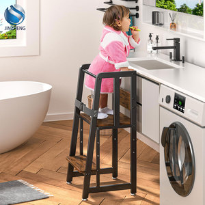 Tabouret de cuisine pour tout-petits Helper <span class=keywords><strong>Tour</strong></span> d'apprentissage en <span class=keywords><strong>bois</strong></span> pour tout-petits avec ceinture de sécurité Hauteur réglable pour 1 à 3 ans - Product Image 1