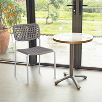 Chaise de patio tissée par meubles de restaurant de chaises sans accoudoirs de jardin extérieur gris imperméable