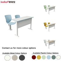 Ensemble table et chaise d'école moderne pour salle de classe avec structure métallique et plateau en bois pour adultes