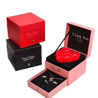Boîte à fleurs en acrylique, savon artificiel en acrylique, collier avec 9 roses, boîte cadeau, cadeau pour la Saint-Valentin, cadeau pour la fête des mères, ensemble de bijoux avec rose éternelle